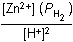 left bracket Zn squared positive right bracket left parenthesis P subscript H2 right parenthesis  over left bracket H superscript positive right bracket squared